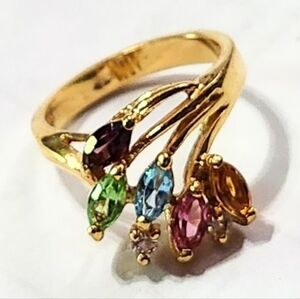 Vtg 14k GE Taiwan Multi Color Color Mothers Ring Size 6